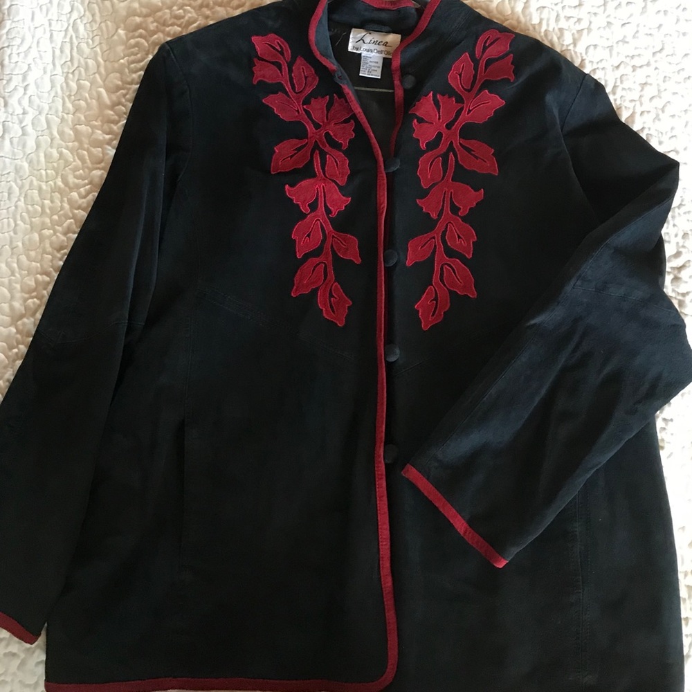 Black/red suede jacket
